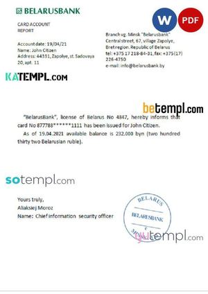 Belarus Belarusbank Reference