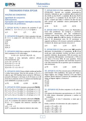 Lista 01 - Matematica - EPCAR - Aritmetica 1