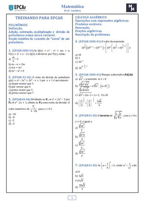 Lista 05 - Matematica - EPCAR - Algebra 1