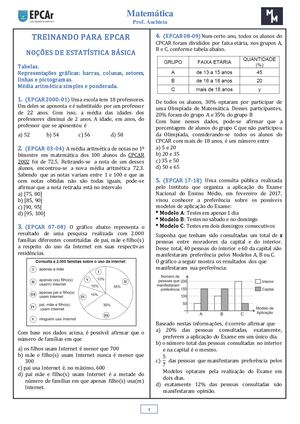 Lista 08 - Matematica - EPCAR - Estatistica