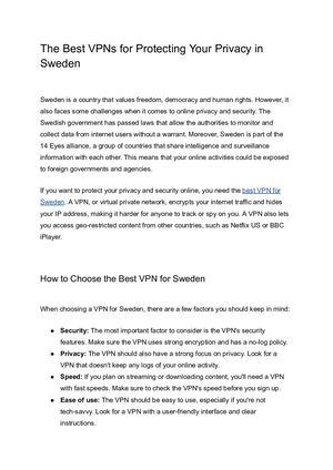 The Best Vpns For Protecting Your Privacy In Sweden