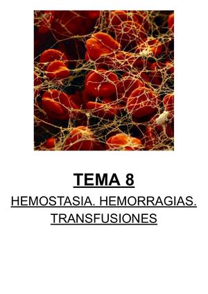 Tema 8.- Hemostasia Hemorragias Transfusiones