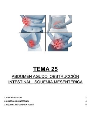 Tema 25.- Abdomen Agudo Obstrucción Intestinal Isquemia Mesentérica
