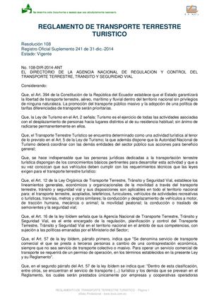 4 Reglamento De Transporte Terrestre Turistico