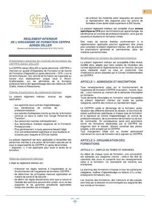 Usagers - Règlement Intérieur Cefppa