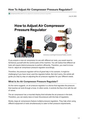Compressorlab Com How To Adjust Air Compressor Pressure Regulator