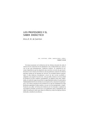 Camilloni Alicia Capitulo 3 Los Profesores Y El Saber