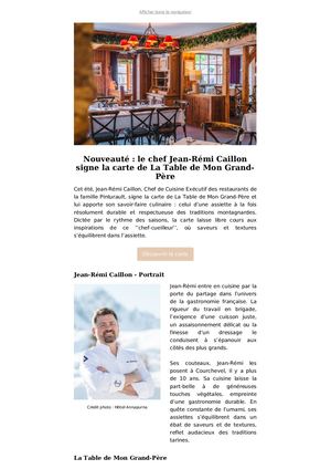 CP - Nouveauté : le chef Jean-Rémi Caillon signe la carte de La Table de Mon Grand- Père