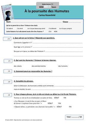 Fiches Eleves Et Corriges Poursuite Humutes