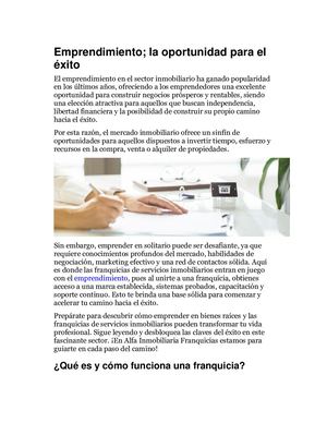 Emprendimiento; La Oportunidad Para El éxito