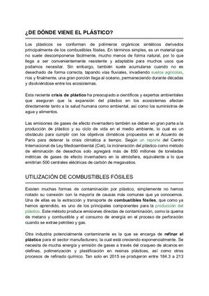 ¿De Dónde Viene El Plástico 1