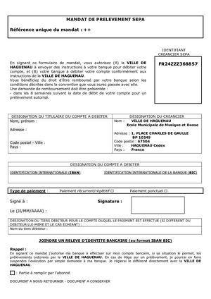 Formulaire De Mandat De Prélèvement SEPA