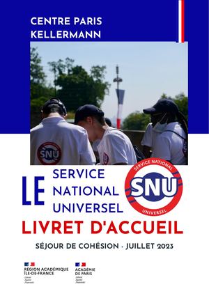 Livret d'accueil du centre SNU Paris I Kellermann - Juillet 2023
