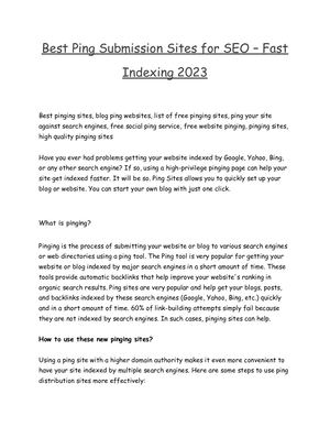 Best Fast Indexing Sites 2023