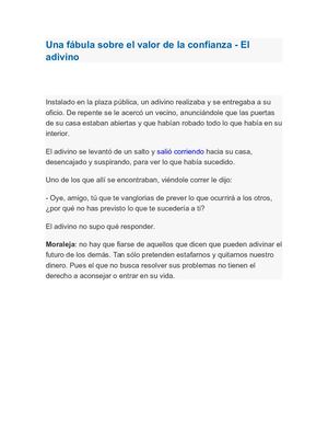 Una Fábula Sobre El Valor De La Confianza El Adivino