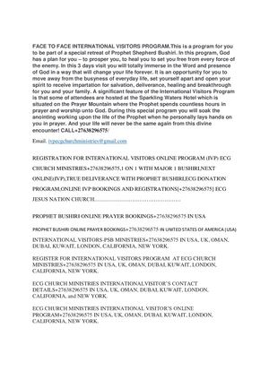 Face To Face International Visitors Program Ecg Church+27638296575