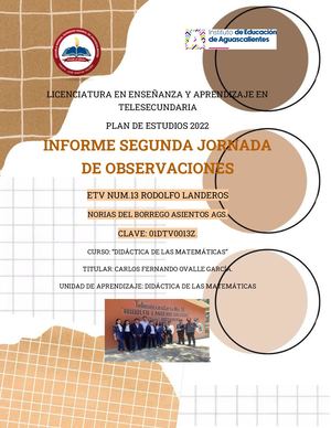 Informe De Observaciones Matematematicas 2 Jornada
