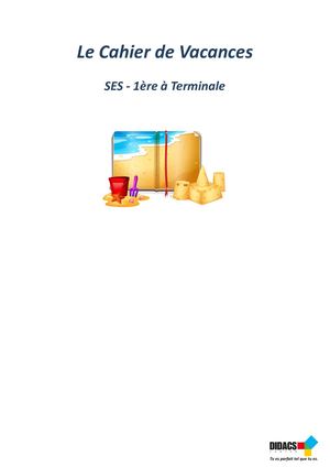 Cahier De Vacances Ses 1ère à Terminale