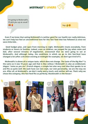 Présentation Mcdonald's Séléna Carville