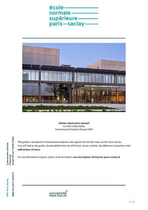 Guide d'inscription pour les étudiants Internationaux