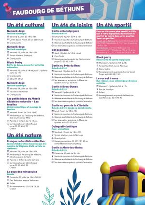 Eté 2023 - Le Programme Au Faubourg De Béthune