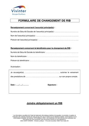 Formulaire De Changement De Rib