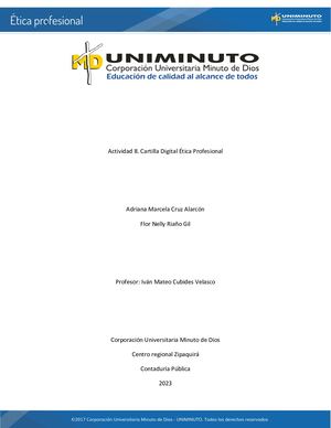 Actividad 8. Cartilla Digital Ética Profesional Uniminuto.