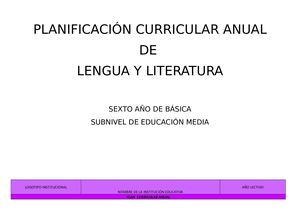 PCA 6TO AÑO LENGUA Y LITERATURA