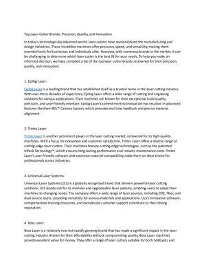 Top Laser Cutter Brands