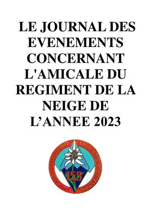 Le Journal de L'Amicale du Régiment de la Neige  (ARN) 2023