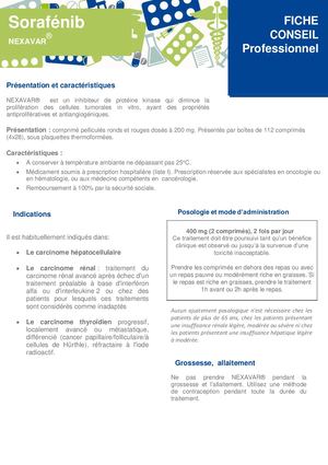 NEXAVAR Sorafénib Fiche Professionnelle