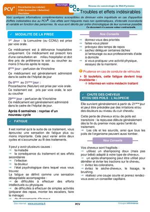 PCV Procarbazine Lomustine Vincristine Fiche Patient
