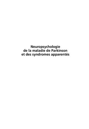 Neuropsychologie De La Maladie De Parkinson