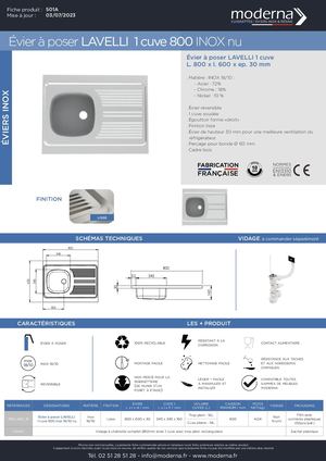 501A_ LAVELLI 800 1 CUVE INOX