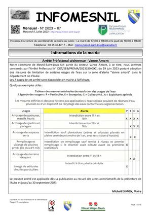 Infomesnil Du 05 07 2023