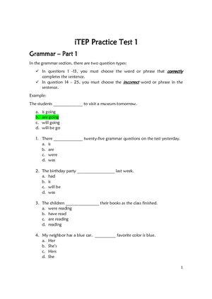 I Tep Practice First Test Real Practice Test