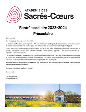 Calaméo - Rentrée Préscolaire 2023 Groupe B