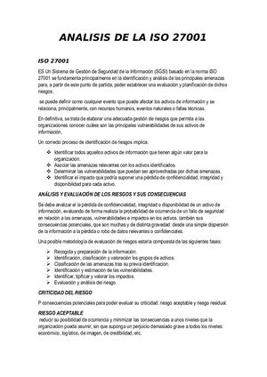 Analisis De La Iso 27001