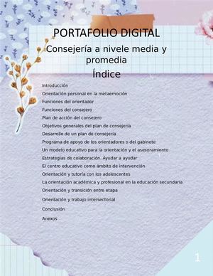 Portafolio Digital. Consejería a nivele media y promedia