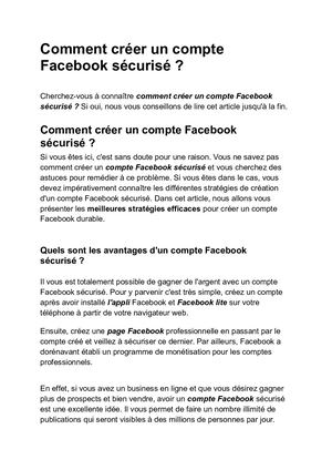 Comment Créer Un Compte Facebook Sécurisé