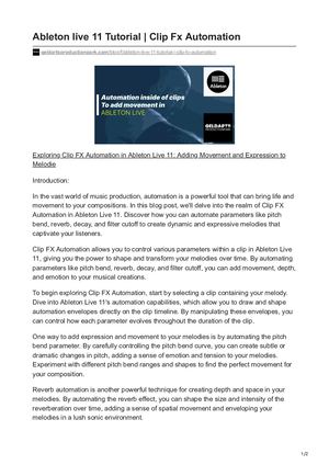 Exploring Clip FX Automation in Ableton Live 11: Adding Movement and Expression to Melodies