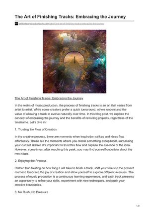 The Art of Finishing Tracks: Embracing the Journey