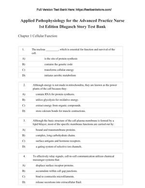 Test Bank Applied Pathophysiology 1st Edition