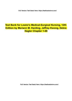Test Bank For Lewiss Medical Surgical Nursing 12th Edition By Mariann M Harding Jeff