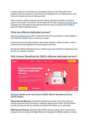 Best And Cheap Offshore Dedicated Servers Hosting Qloud Host