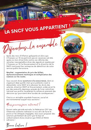 Tract aux usagers : La SNCF vous appartient !