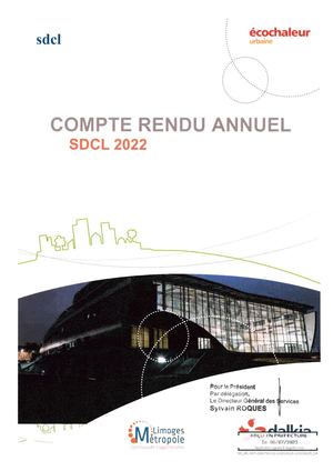 Compte Rendu Activité 2022 Réseau de Chaleur Sdcl