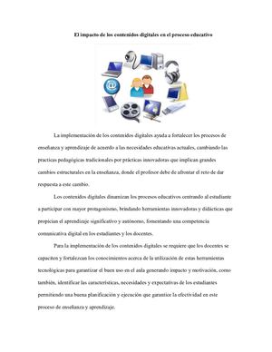 El Impacto De Los Contenidos Digitales En El Proceso Educativo