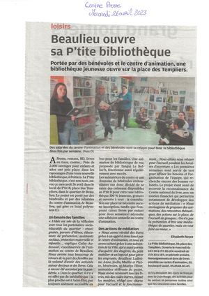 MERCREDI 26 AVRIL BEAULIEU OUVRE SA P'TITE BIBLIOTHEQUE PLACE DES TEMPLIERS CENTRE PRESSE
