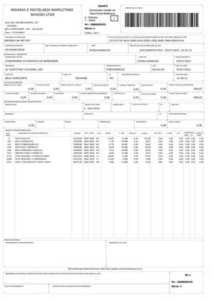 Nota Fiscal Panificadora 07 2023